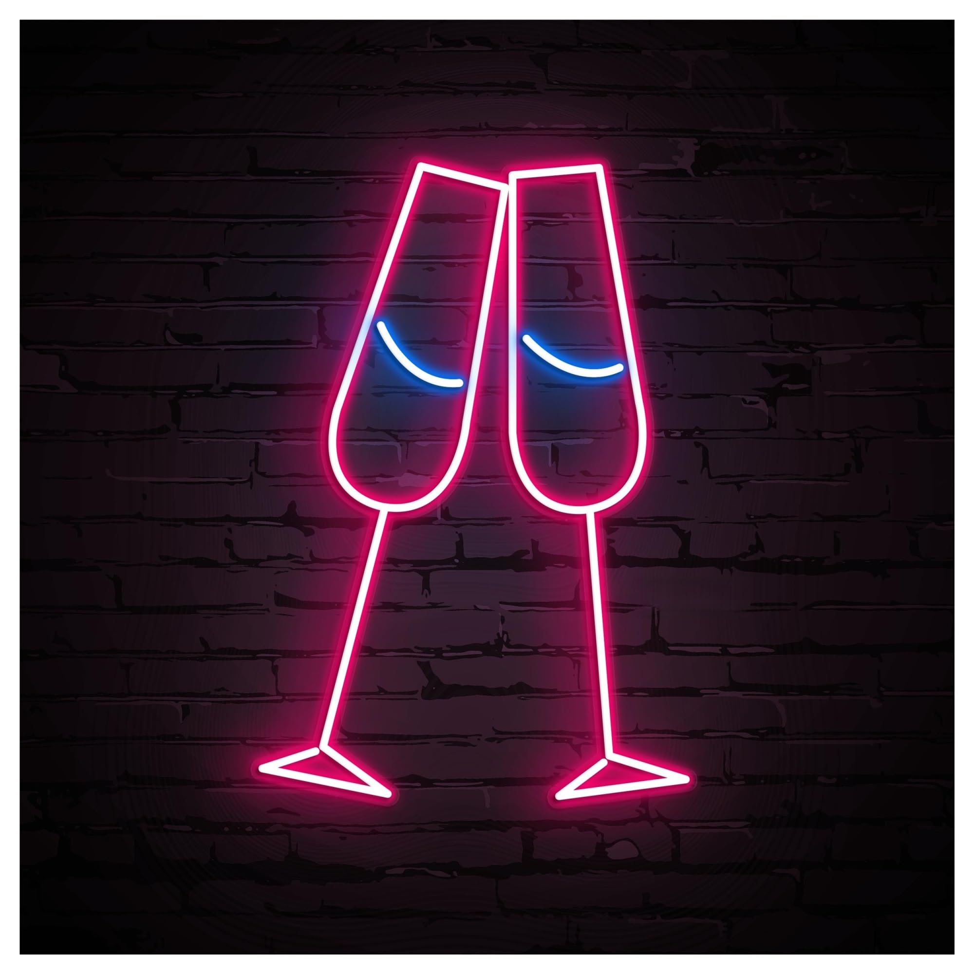RONGCH Hanging Art Signs Wine Glasses Neon Sign, Suitable for Kitchen Wall Decor with Brightness Adjustable 44cm