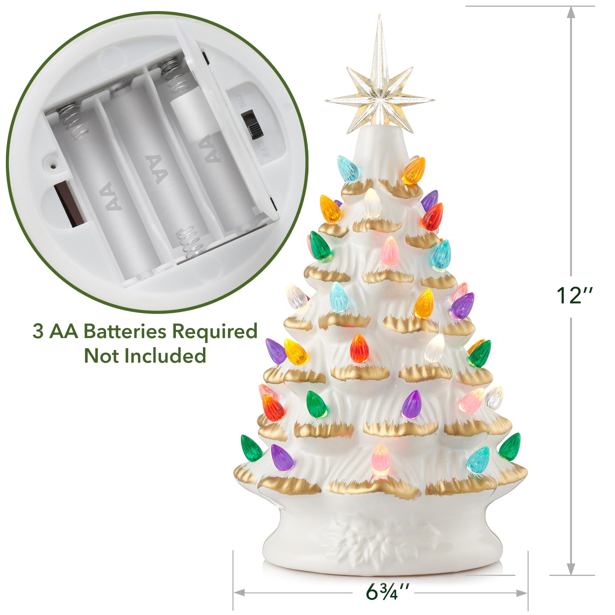 Amazon.com: Casafield Hand Painted Ceramic Christmas Tree, White