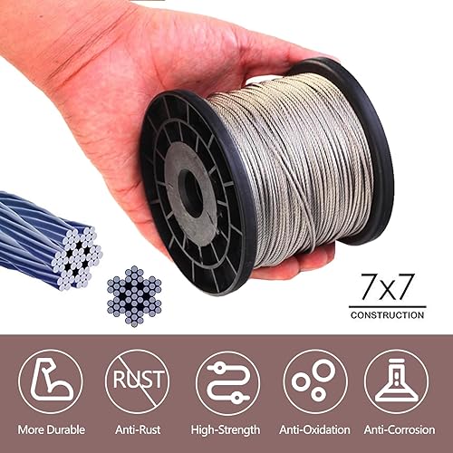 Miniatura 4 de Kit de herramientas de prensado de cuerda de alambre, bolsa de transporte portátil + cable de alambre 304 de acero inoxidable de 100 pies, kit