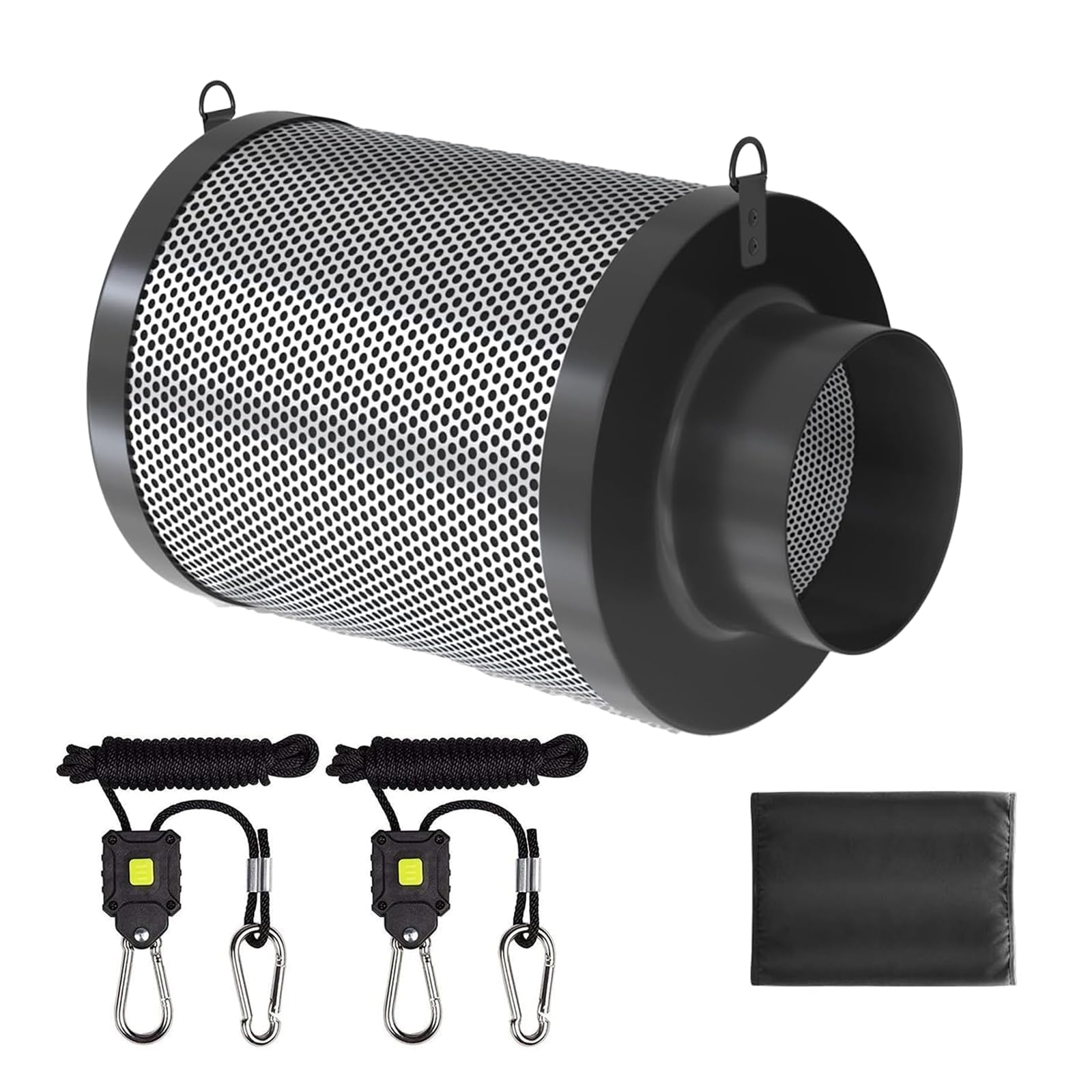 SunStream Filtro de carbón activo de 150 mm x 400 mm para Grow Tent, color negro, prefiltro de carbón virgen australiano, filtro de carbono para cultivo en interiores, ventiladores en línea y
