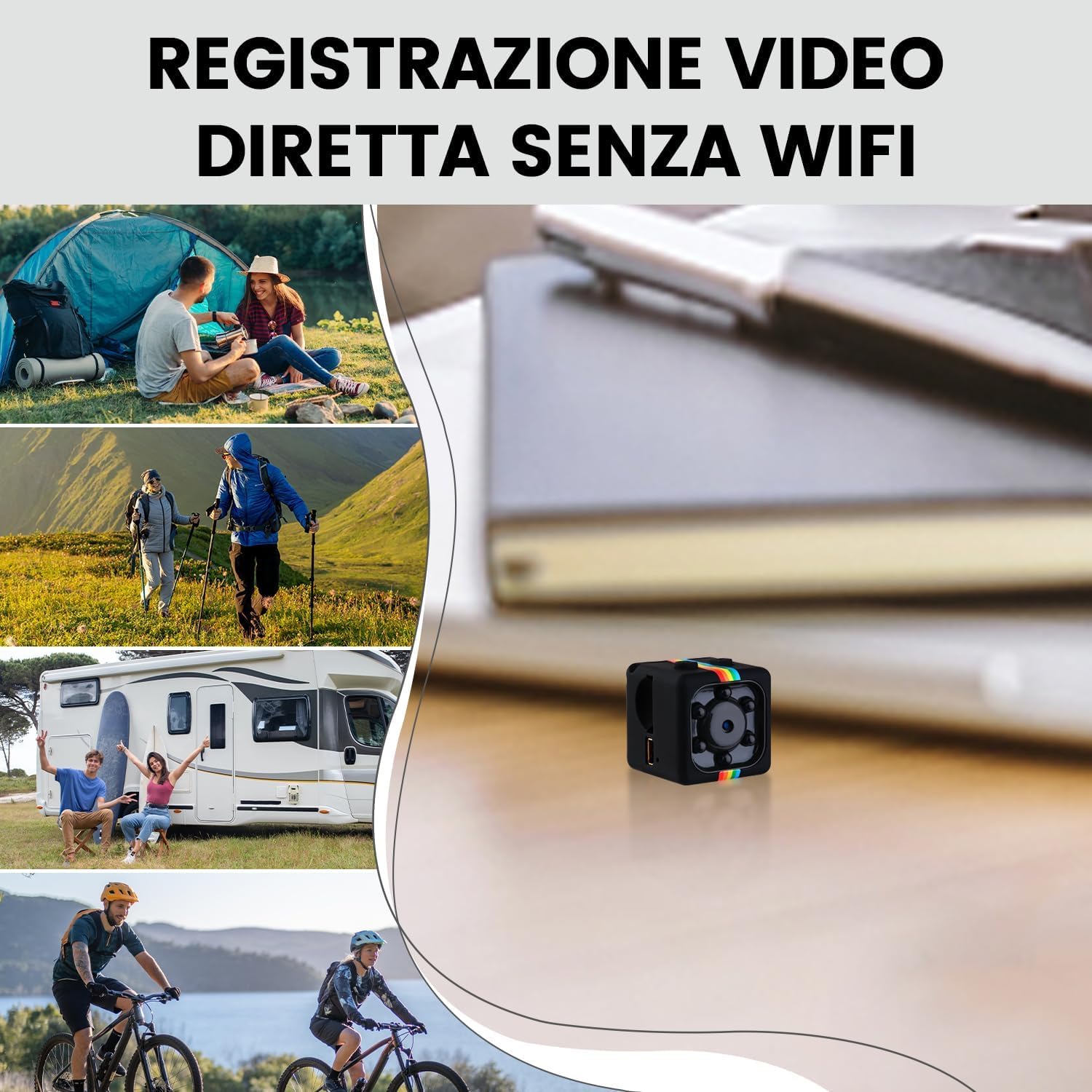 Mini Telecamera Spia 1080P Senza WiFi - Con Scheda SD 32GB, Visione Notturna, Rilevamento Movimento, Batteria Ricaricabile