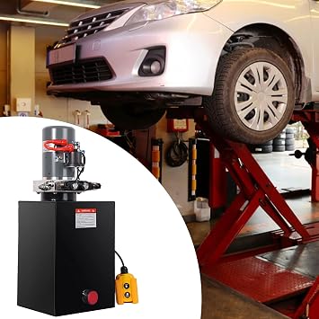 Hydraulic Power Unit 15 Quart Double Acting Hydraulic Pump DC 12V Power Unit Metal Reservoir for Car Lifting Dump Trailer