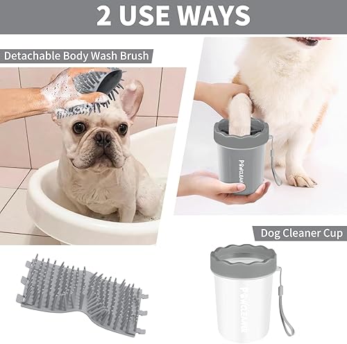 Miniatura 7 de Limpiador profesional 7 en 1 de patas de perro para perros y gatos, incluye 1 lavadora de patas portátil, 1 cepillo de baño, 2 cepillos de dientes