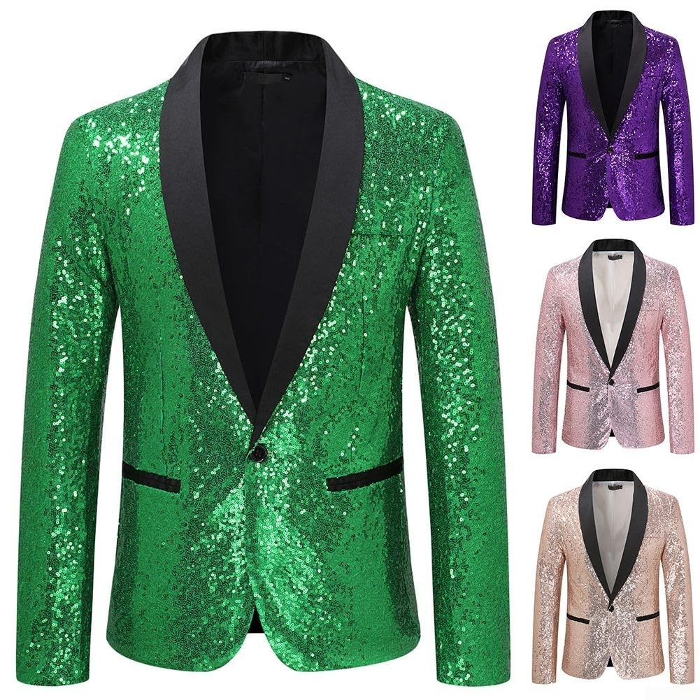 Veste à paillettes brillantes pour homme, blazer décontracté pour discothèques et bals, design attrayant et élégant