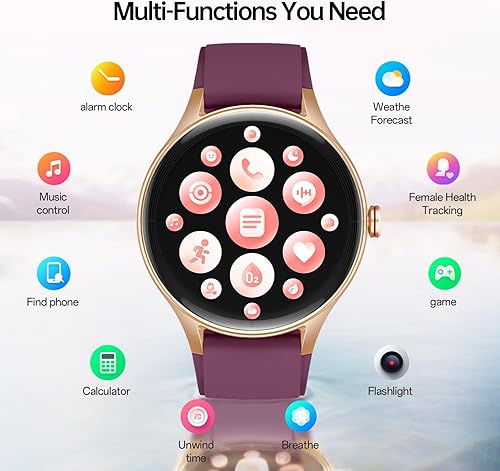 Miniatura 6 de Reloj inteligente para mujer, reloj inteligente AMOLED con pantalla táctil de 1.57 pulgadas para iPhone y Android, reloj inteligente con monitor de