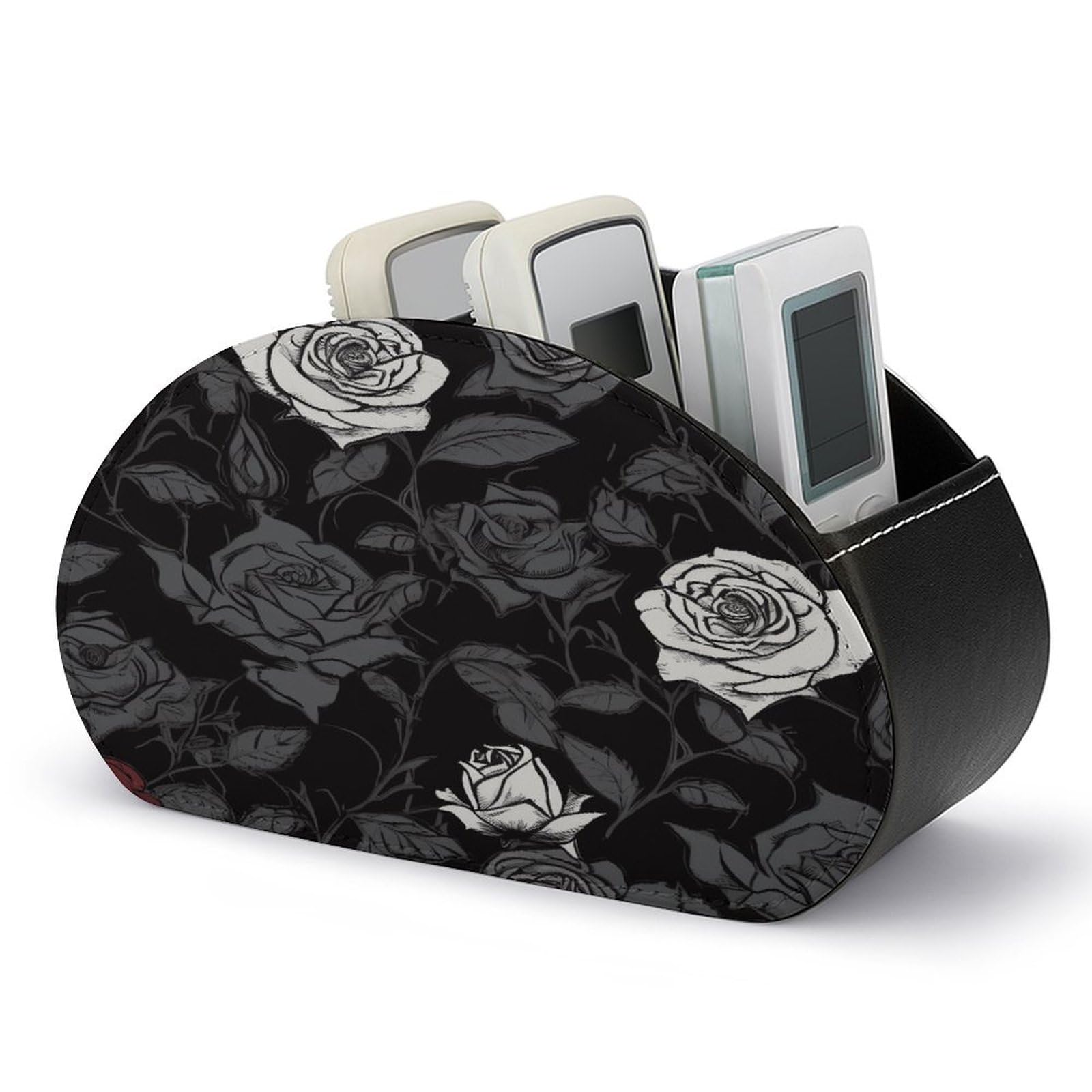 FekiLoot Rose Gothic Remote Control Holder, PU Leather Remote Control Organizer Box Stationery Remote Control Box Desk Storage Organizer for DVDs,Glasses,Pens,Media Players