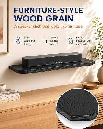 BYMECOST Soundbar Mount, Wooden-Style Heavy Duty Wall Bracket Mount