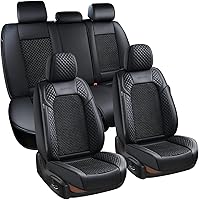 Vista 13 de Coverado Juego Completo de Fundas de Asiento de Coche, Fundas de Asiento de Cuero Nappa Negro para Coches, Protector de Asiento de Coche