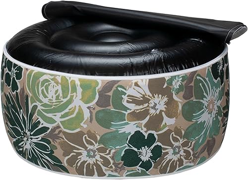 Miniatura 6 de Magpie Fabrics Taburete inflable otomano de 20 pulgadas de diámetro x 9 pulgadas de alto, reposapiés redondo repelente al agua al aire libre con