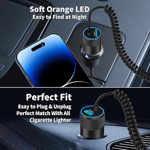 Miniatura 8 de Apple MFi Certified iPhone Car Charger Fast Charging, Braveridge 4.8A USB Power Cigarette Lighter Car Carplay Charger Adapter with 6FT Coiled