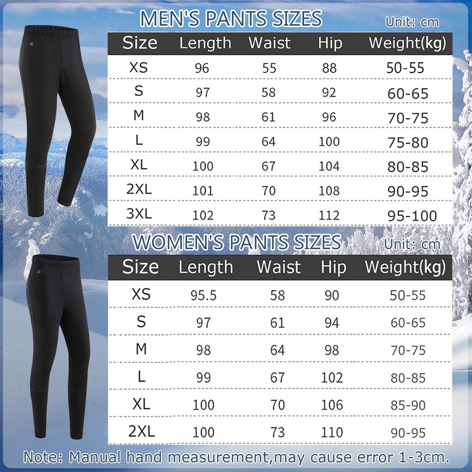 Pantaloni Riscaldati per Esterni con 3 modalità di Livello Biancheria Intima Termica Riscaldata Leggings Riscaldanti Elettrici A 12 Zone per Uomo E Donna
