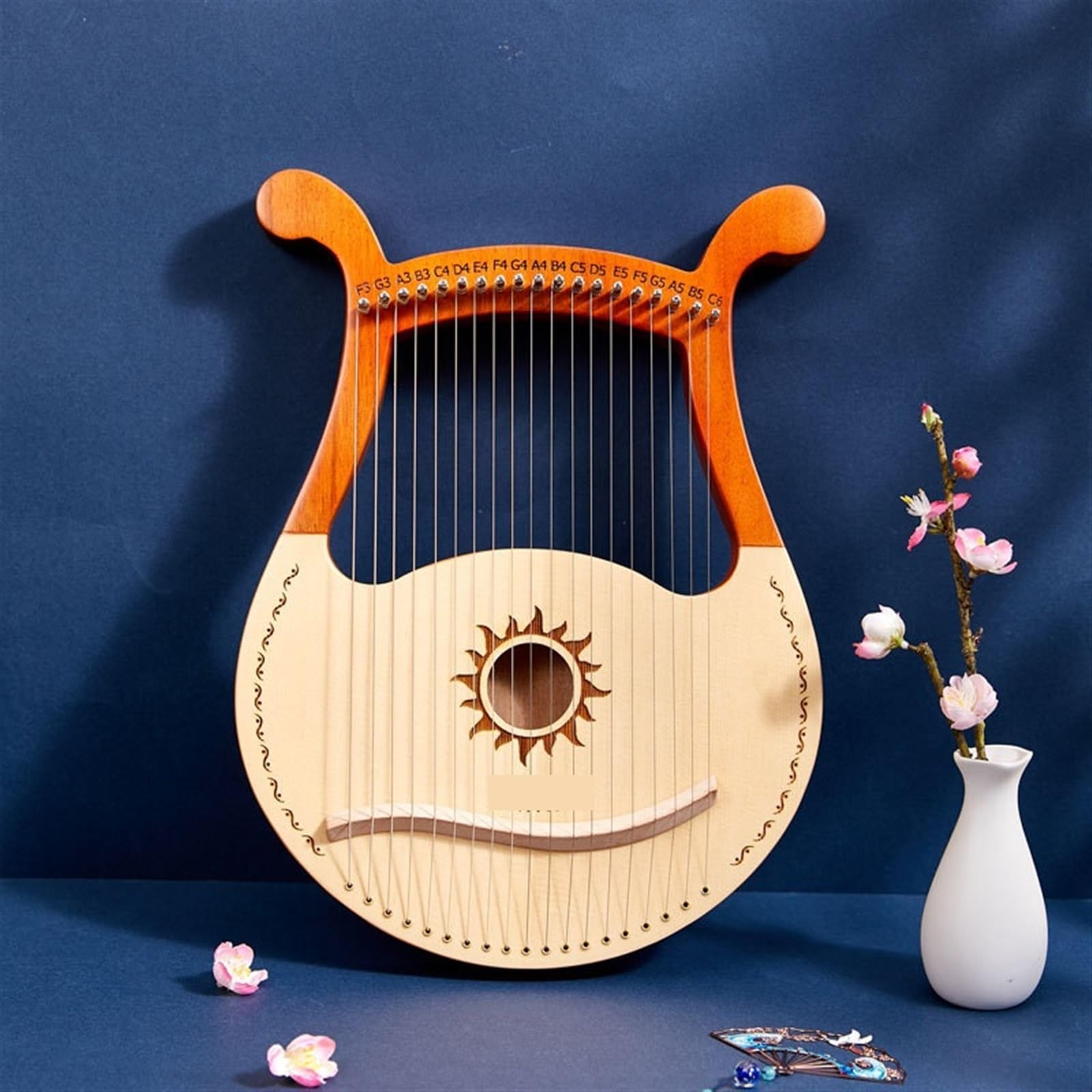 Arpa de Lira de Madera Lyre 19 cuerdas Harp Piano instrumento Musical de caoba con bolsa almacenamiento repuesto(Light Wood)