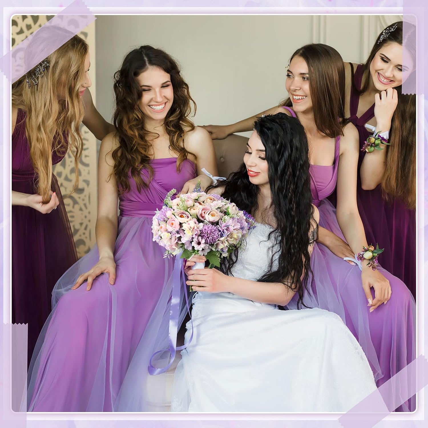 Tigeen 12 Bundles Peonies Artificial Flowers Faux Roses Silk Flowers Hydrangea Artificial Bouquet for Wedding Table Centerpiece Floral Vase Home Office Bridal Decor (Purple) - Image 6