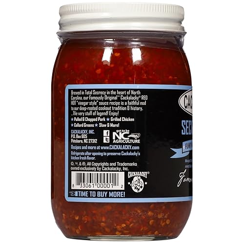 Miniatura 4 de Cackalacky Famously Original Secret Sauce 16 oz  Salsa gourmet a base de vinagre y salsa para sumergir, hecha a mano con especias naturales