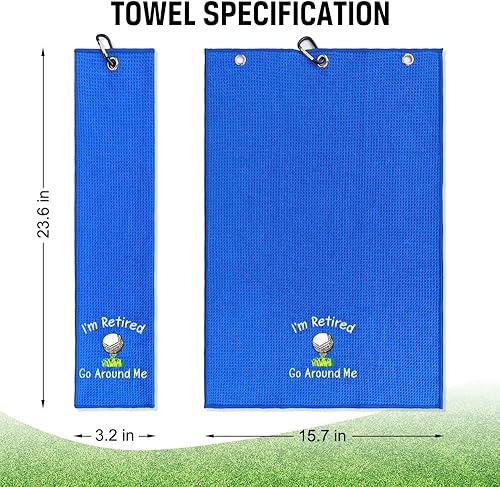 Miniatura 2 de ERHACHAIJIA Toalla de golf bordada con clip "I Retired Go Around Me". Divertidos accesorios de golf, regalos para hombres, mujeres, abuelos,