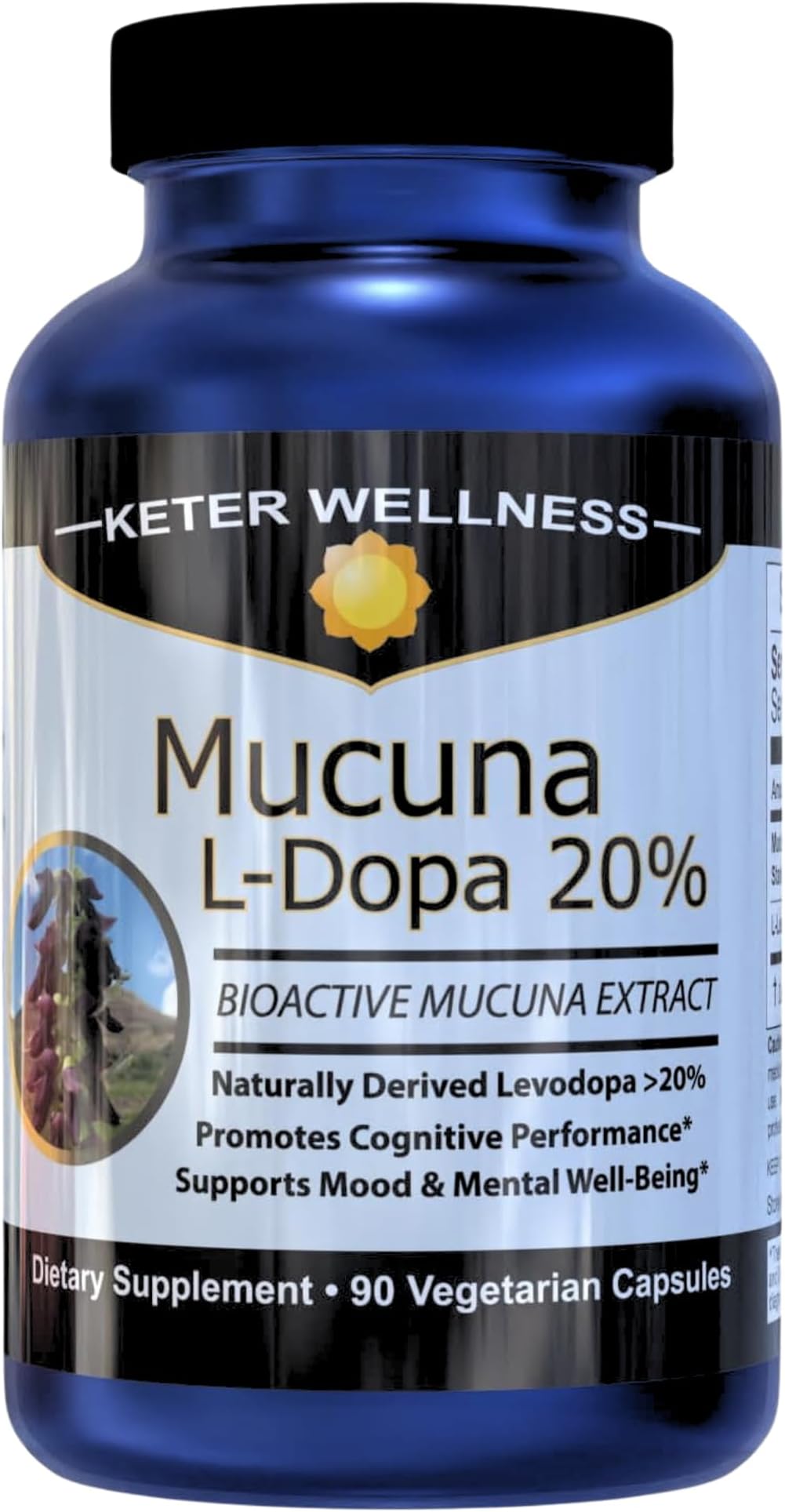 Mucuna Pruriens 20% L-Dopa – Standardized Velvet Bean Extract for Natural Dopamine, Focus & Mood Support – Pure 8:1 Concentrated Herbal Supplement – Vegan, Non-GMO, 90 Capsules