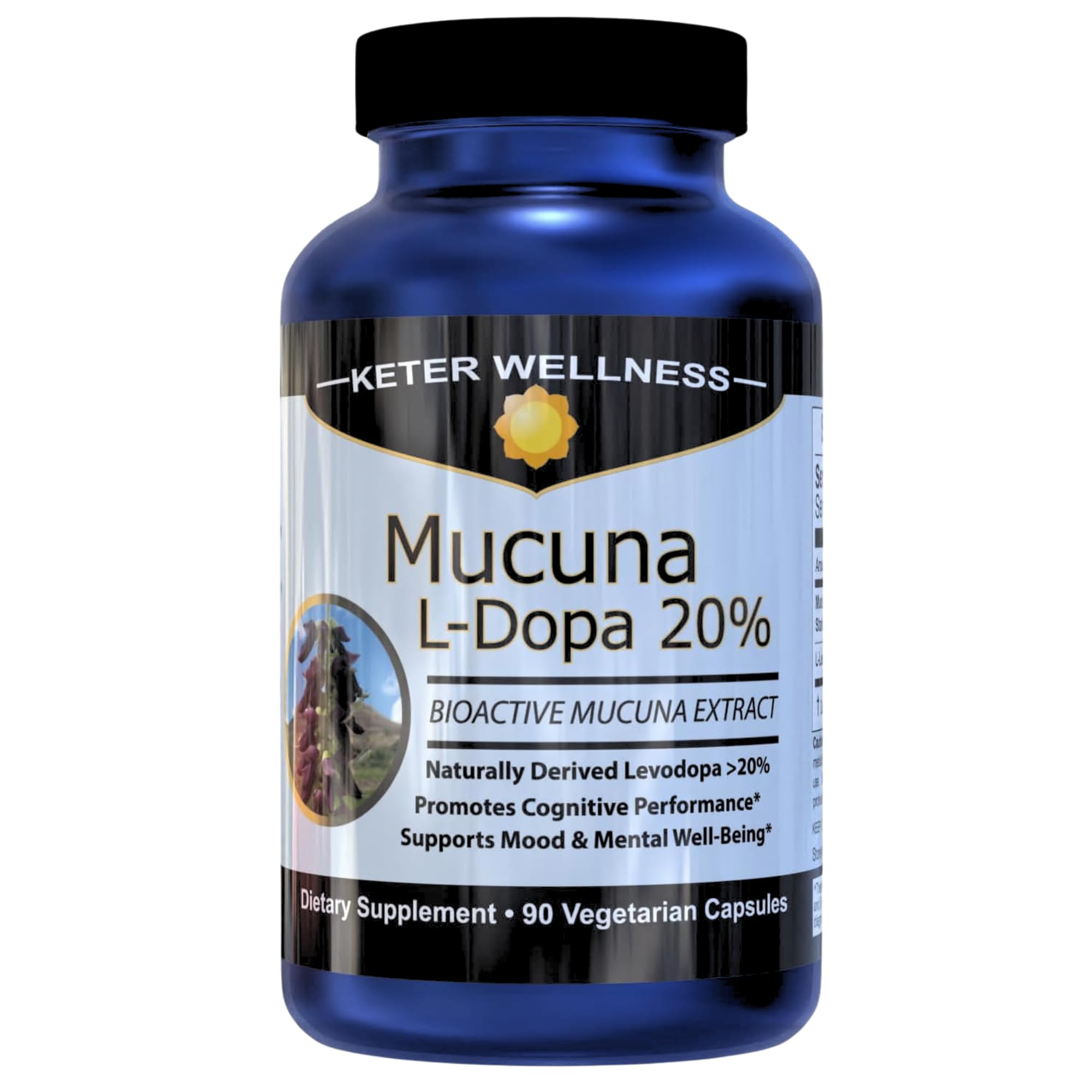 Mucuna Pruriens 20% L-Dopa – Standardized Velvet Bean Extract for Natural Dopamine, Focus & Mood Support – Pure 8:1 Concentrated Herbal Supplement – Vegan, Non-GMO, 90 Capsules