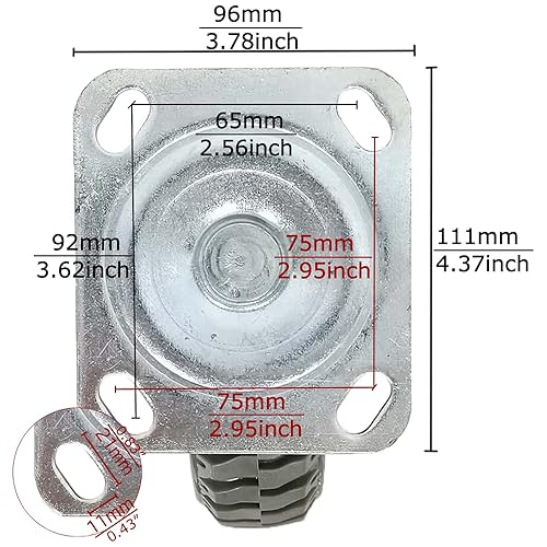 Miniatura 3 de ITINA Ruedas giratorias resistentes de 6 pulgadas, rotación de 360 grados, capacidad de carga de 625 libras, ruedas rígidas giratorias