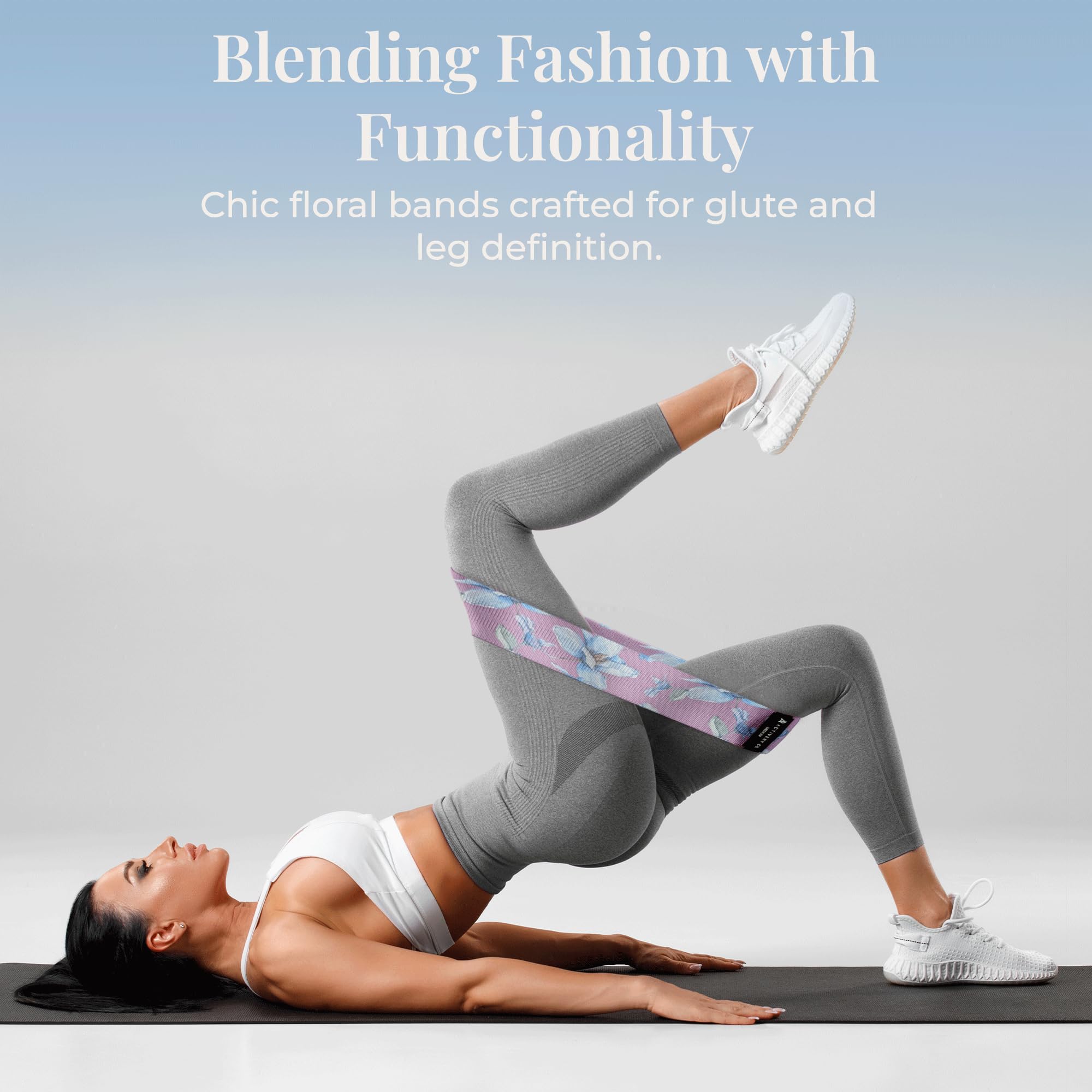 Bandas de resistencia de tela para mujer, paquete de 3 con guía de ejercicios, resistencia ligera/media/pesada, bandas de entrenamiento para glúteos, piernas, fitness y terapia física, diseño floral