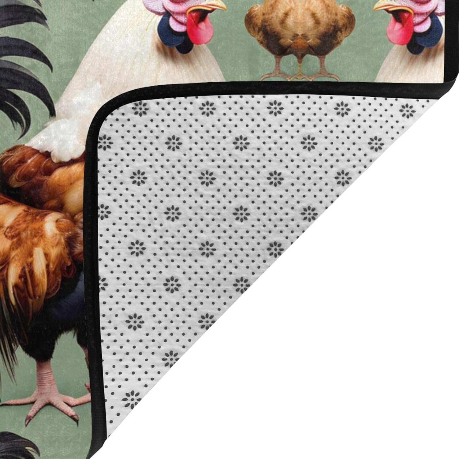 Rooster and Chicken Printed Anti-Slip Floor mat Carpet Rug 36"x24" for Living Room Office Coffee Table Bed Balcony