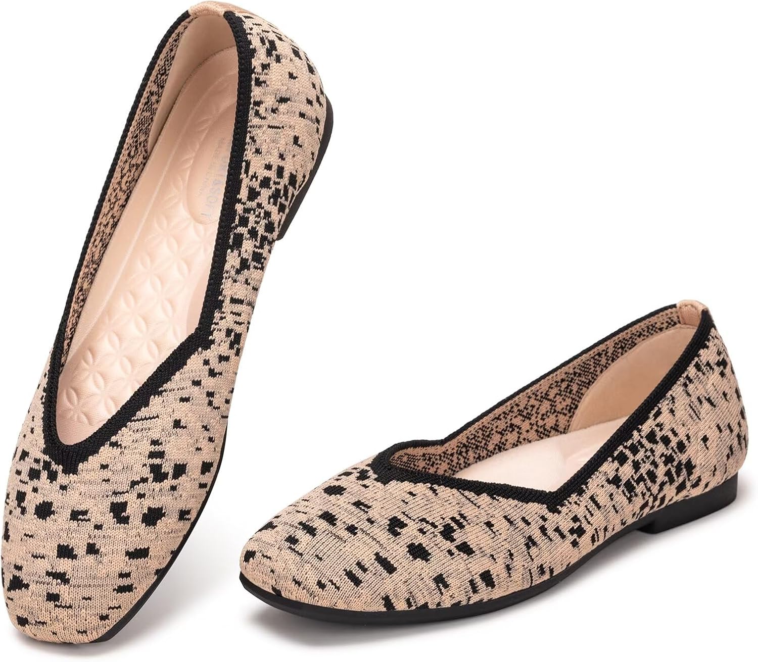 Frank Mully Womens Casual Flat Shoes Square Toe Shoes Knitted Work Flat Comfort Dressy Flat Shoes for Daily Washable - Image 3