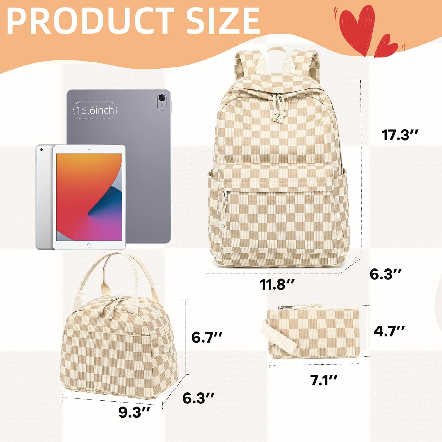 CAMTOP Backpack for School Kids Cute Backpacks for Girls Elementary Lighweight Bookbag with Lunch Box Pencil Case 3 in 1