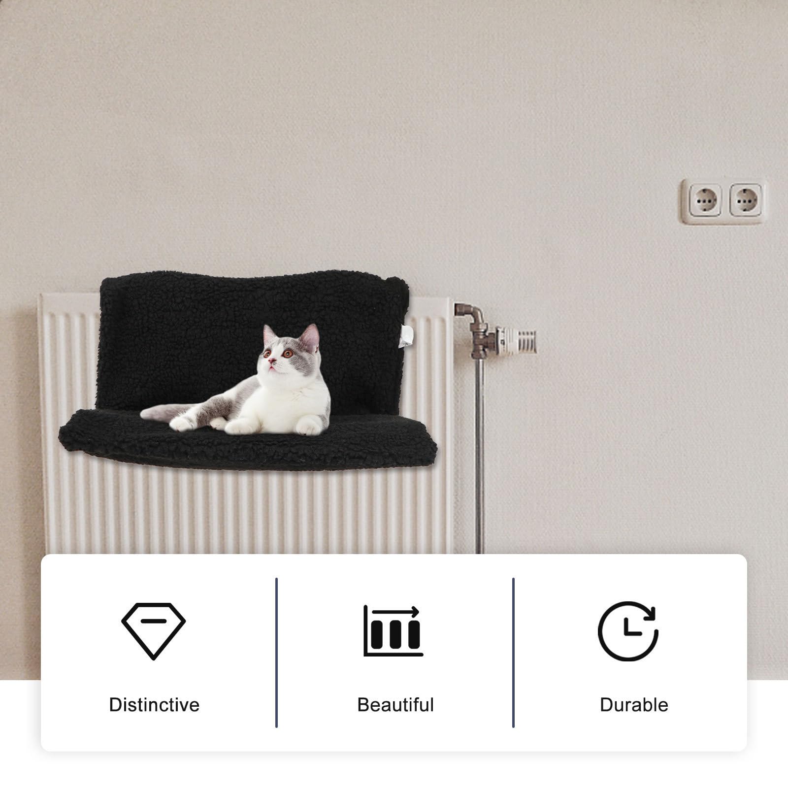 Hamac pour Chat Radiateur Ambiance Noël Suspendu Noir, PP et Polyester