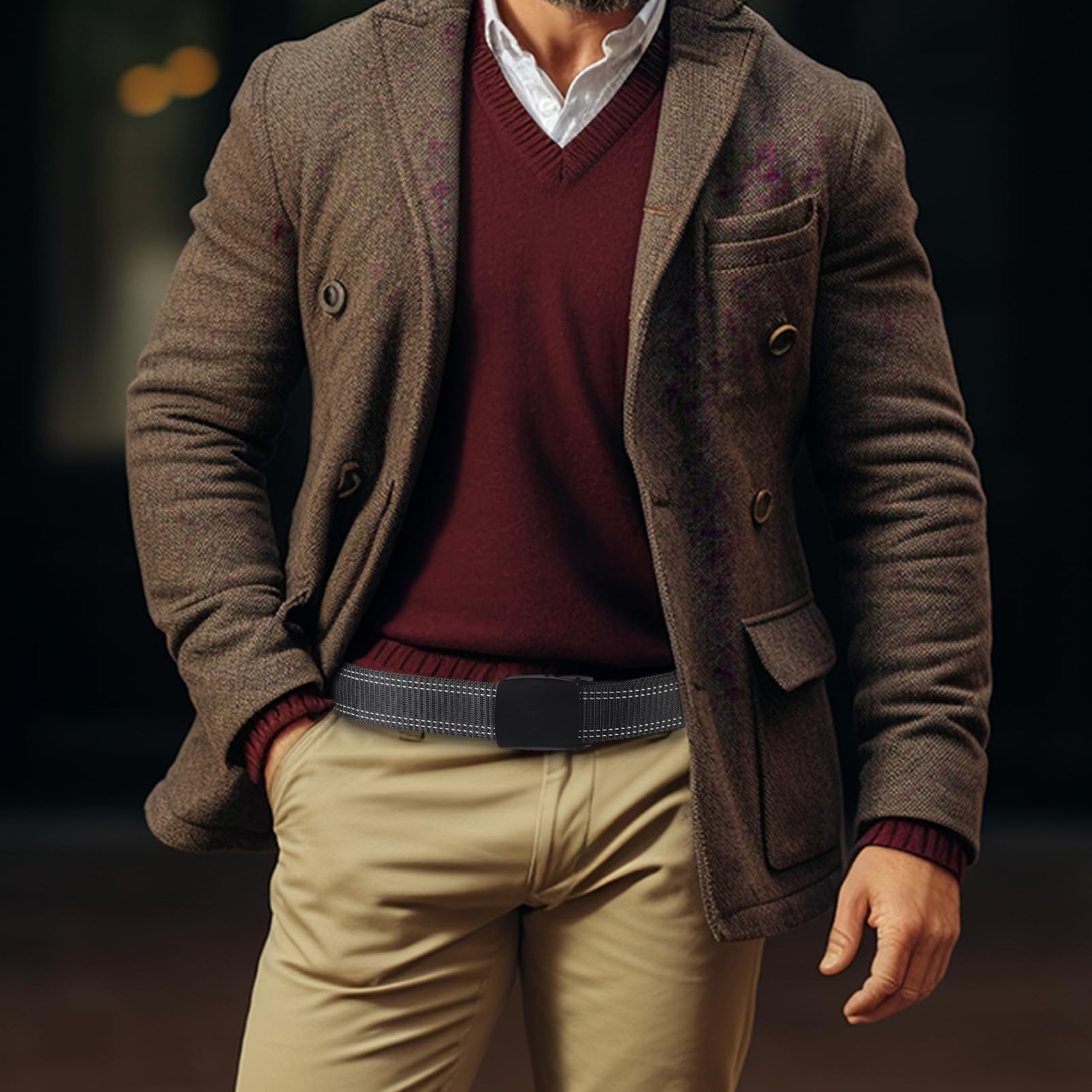 PACKOVE Versteckter Geld gürtel gurtstopper gurtschoner men accessories men belt Herrengürtel Gürteltasche für Männer Geldgürtel reisen Versteckter Geldgürtel für die Reise Stoff Black