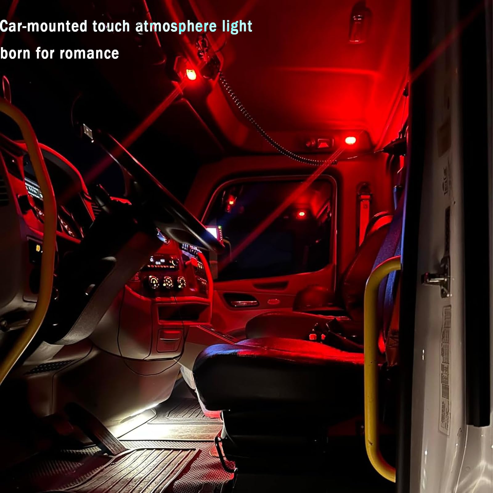 4PCS Car Interior Wireless LED Lights,7 Colors Changeable Atmosphere Lamp with Plug-in USB Design,Used for Car Decoration, Lighting Needs, Road Warning etc.