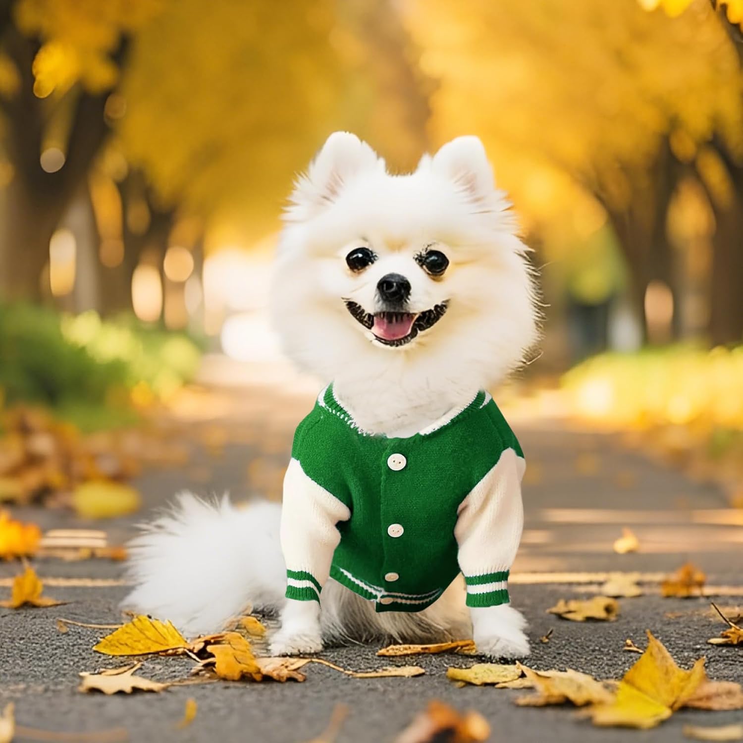 Dog Varsity Sweaters for Small Dogs, Brushed Fleece Dog Sweater Baseball Jacket Pet Clothes with Bear Embroidery, Soft Warm Sweatshirt Clothes for Puppy