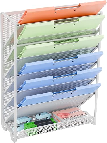 Miniatura 10 de Simple Trending Organizador de archivos de pared, soporte para carpetas de documentos de papel colgante de malla de 18 niveles, estante de