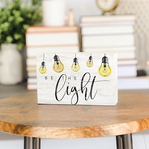 Miniatura 5 de Simply Said, INC Letrero de madera rústica envejecida de 3.5 x 5.25 pulgadas, con texto en inglés "Small Talk", "Be The Light" STR1465