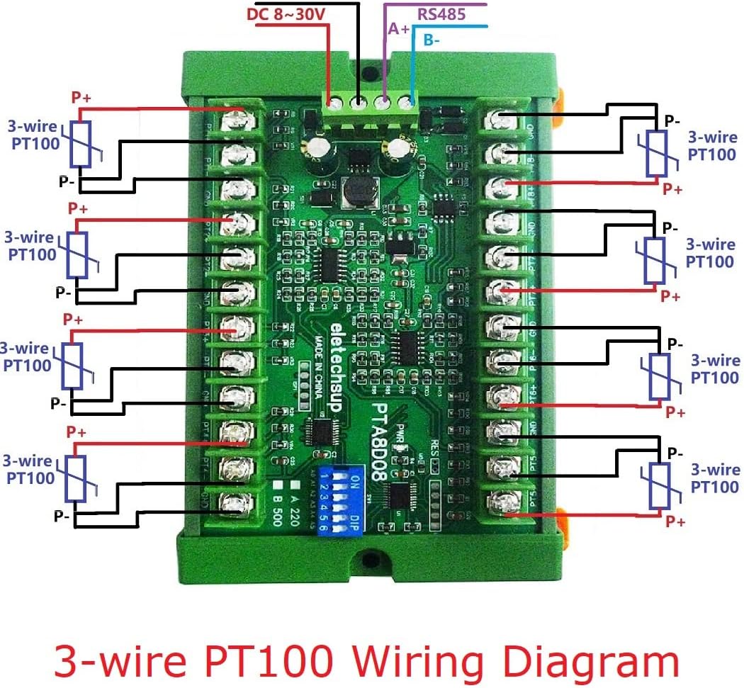 8AI RS485 Analog Input PT100 RTD RS485 Temperature Sensor Acquisition Module Replace NTC K Thermocouple DS18B20 (8ch A with Rail Box)