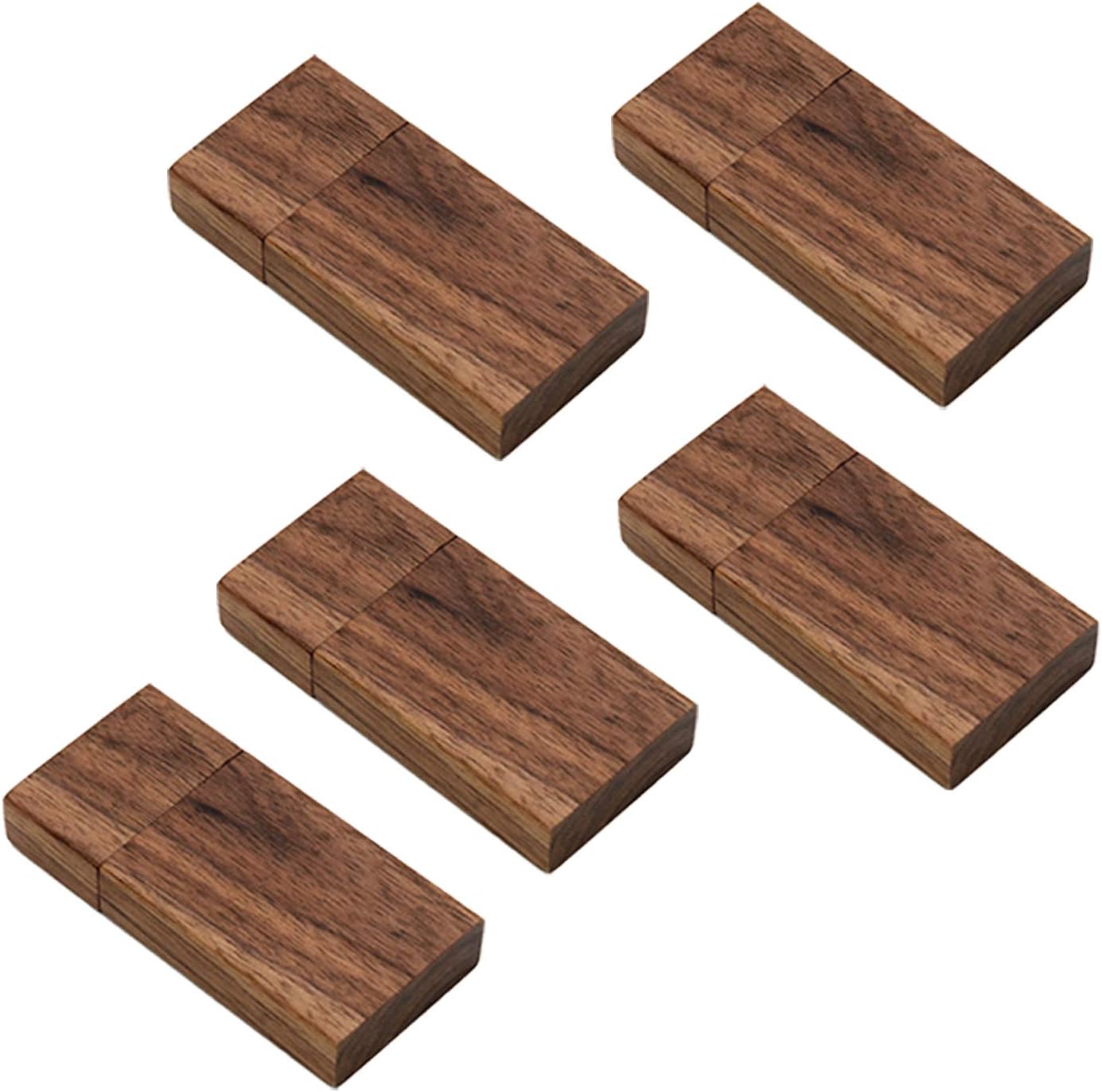 32GB Memory Stick 5 Pack USB Stick Flash Drive Storage Stick USB Drives 32 GB Wood USB Stick JBOS Thumb Drives Gig Stick USB2.0 Pen Drive for Digital Date Storage, Zip Drive, Jump Drive - Walnut