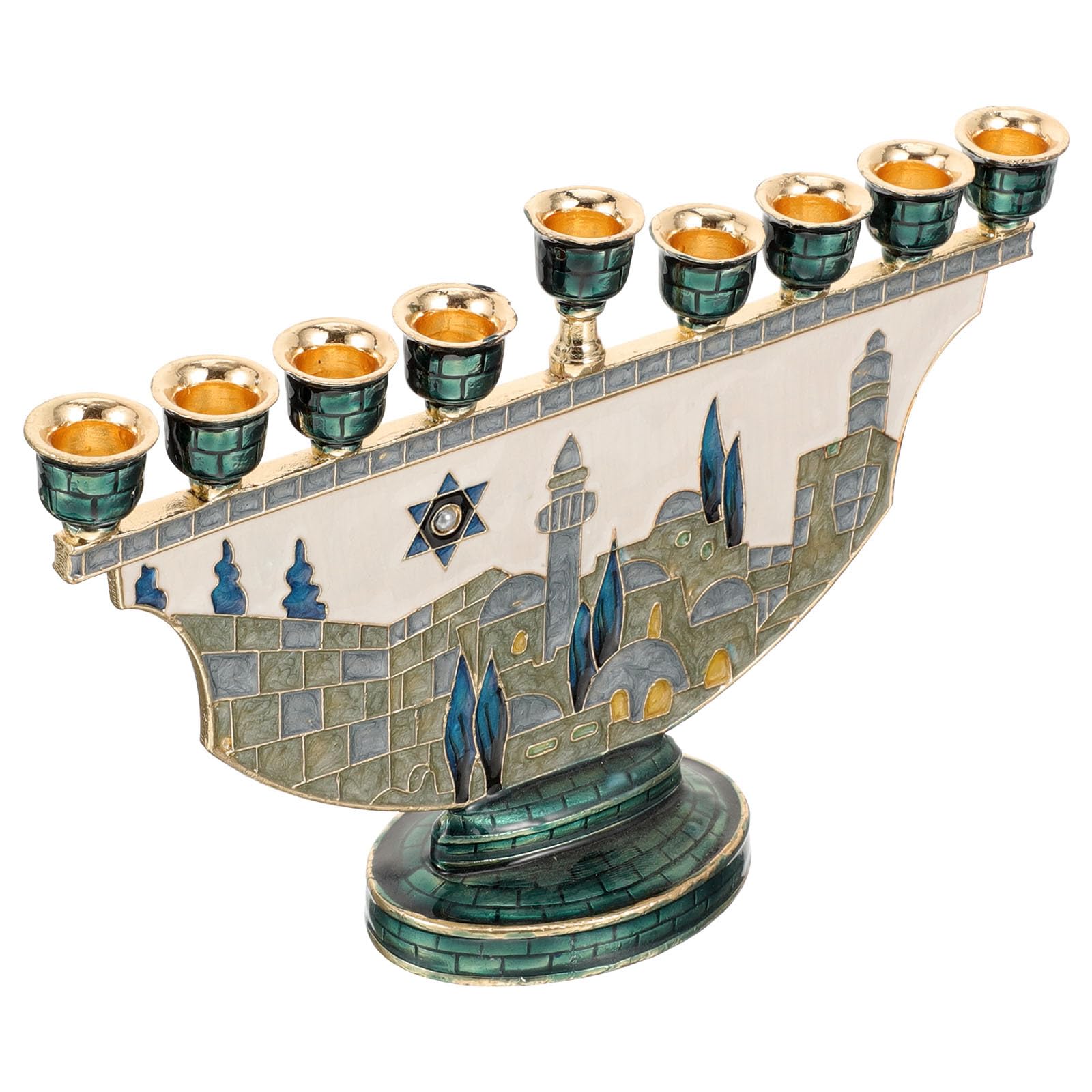 GLEAVI Candelabro de Chimenea Metálico Nueve Brazos para Velas Cónicas, Soporte para Decoraciones de Hanukkah y Eventos Familiares