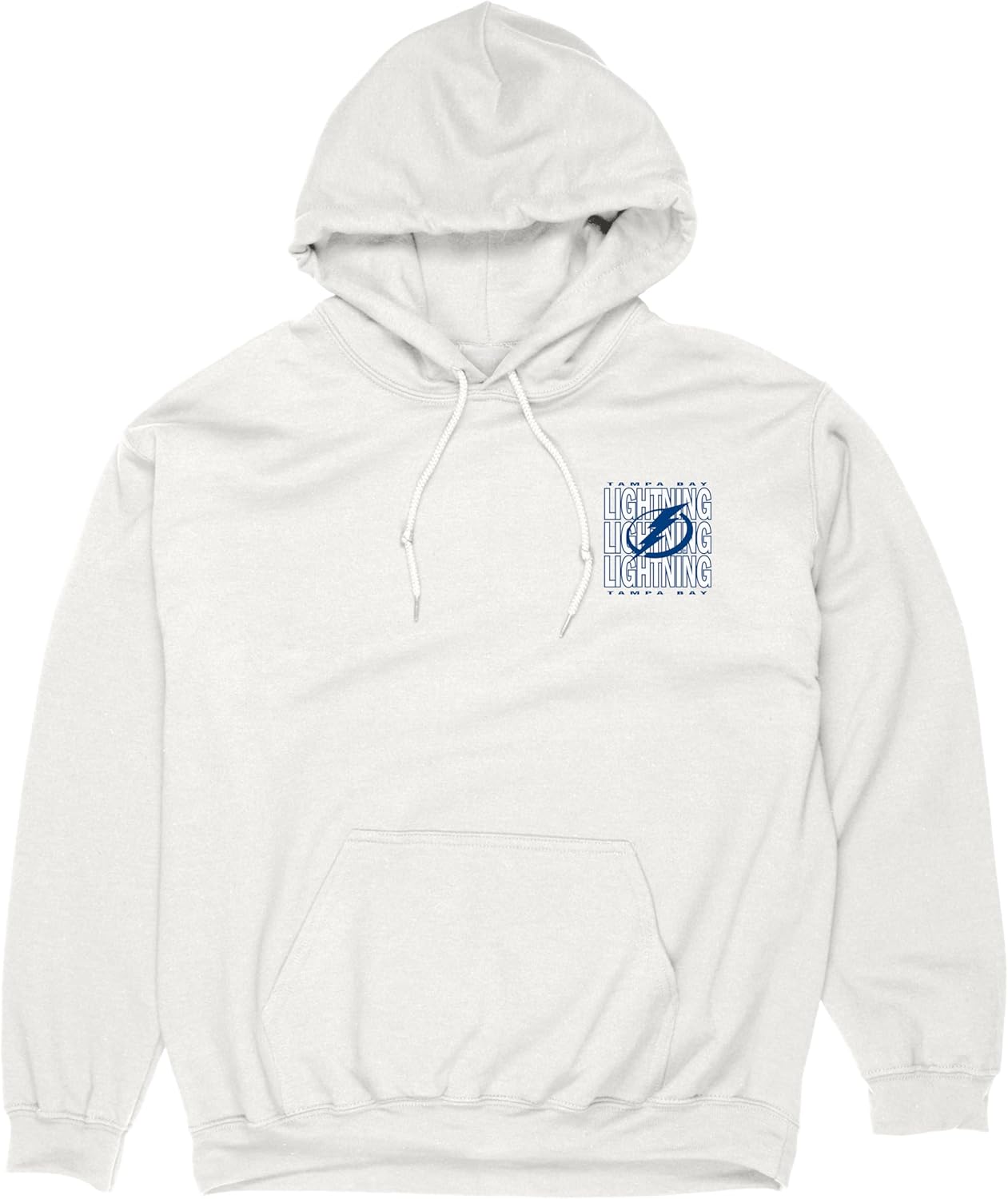 Blue 84 NHL Officially Licensed Hooded Sweatshirt Front/Back Curl White