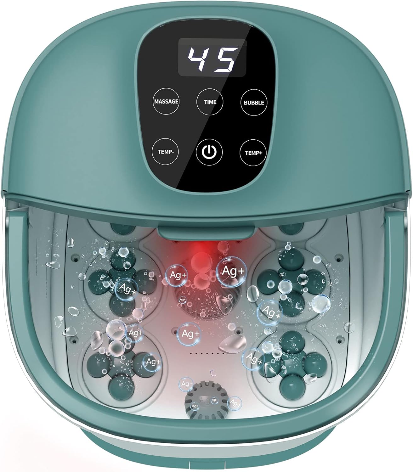 Foot Spa/Bath, BeauWink 24 Motorized Massage Rollers Foot Bath with Heat and Massage Infrared Ag+ Bubble, Time-settable Digital Temp Touch Control Foot Soaker including Medicine Box Rotating Pedicure