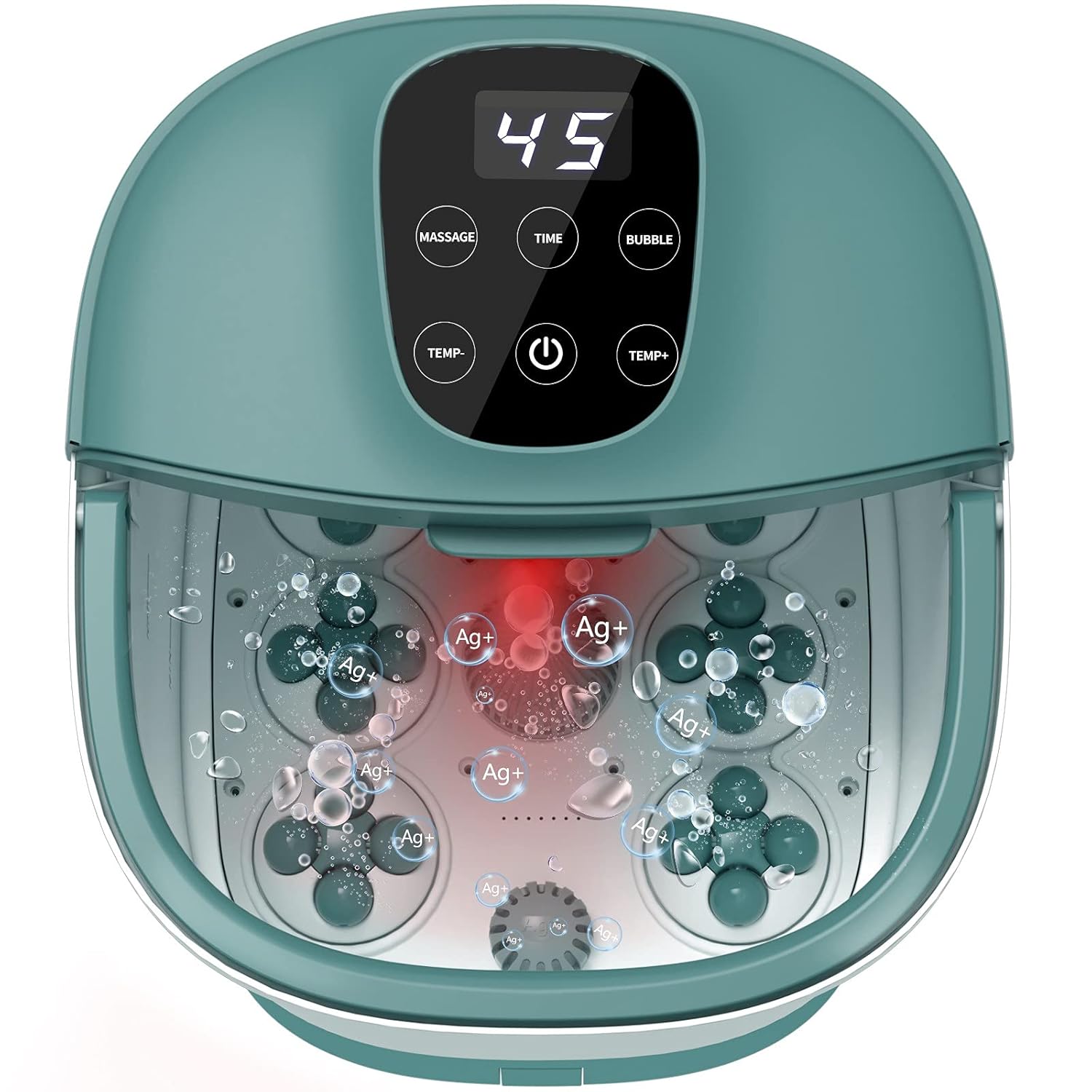Foot Spa/Bath, 24 Motorized Massage Rollers Foot Bath with Heat and Massage Infrared Ag+ Bubble, Time-settable Digital Temp Touch Control Foot Soaker including Medicine Box Rotating Pedicure : Beauty & Personal Care