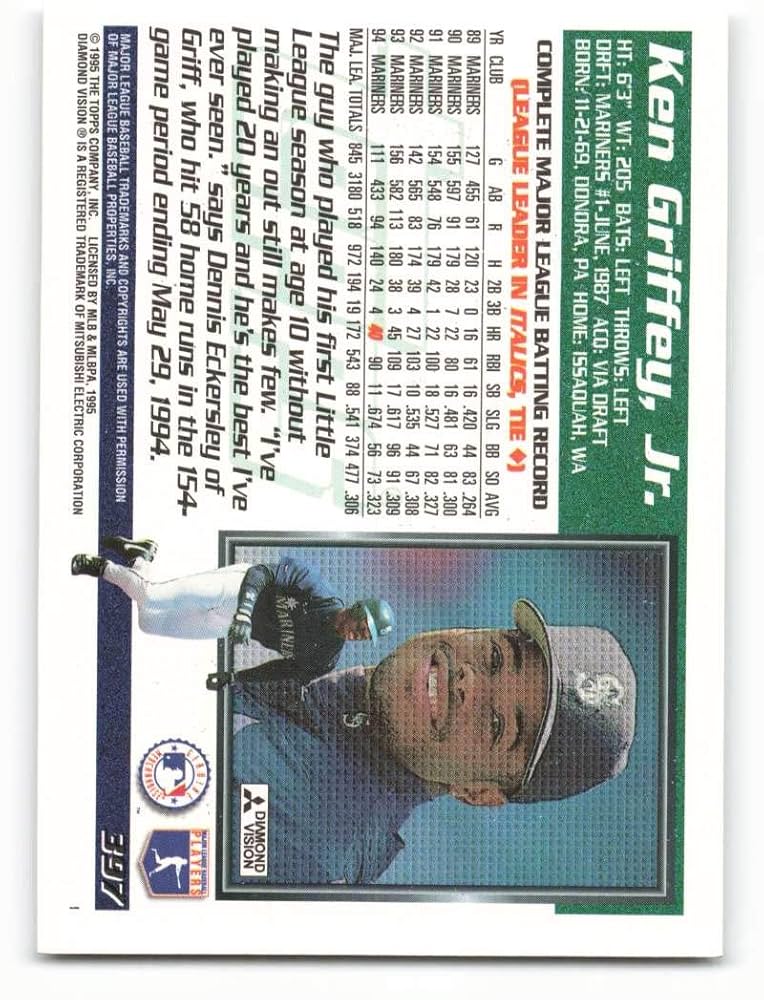 Ken Griffy jr カード 1989 Topps Traded Ken Griffey Jr. #41T Printing Error (See