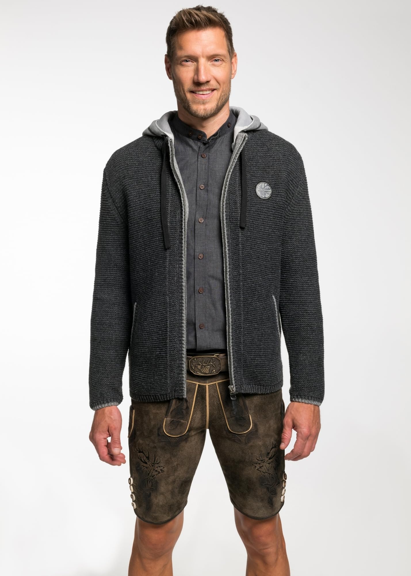 Spieth & Wensky - Herren Strickjacke mit Kapuze, Echo Strickjacke (432150-1003)