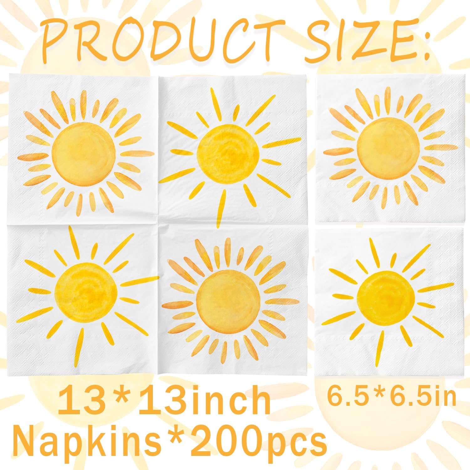 100ps Boho Sun Party Paper Napkins First Trip around The Sun Birthday Decorations You Are My Sunshine Boho Hippie Sunshine Disposable Napkins for Boys Girls Boho Sun Baby Shower Party Supplies Decor