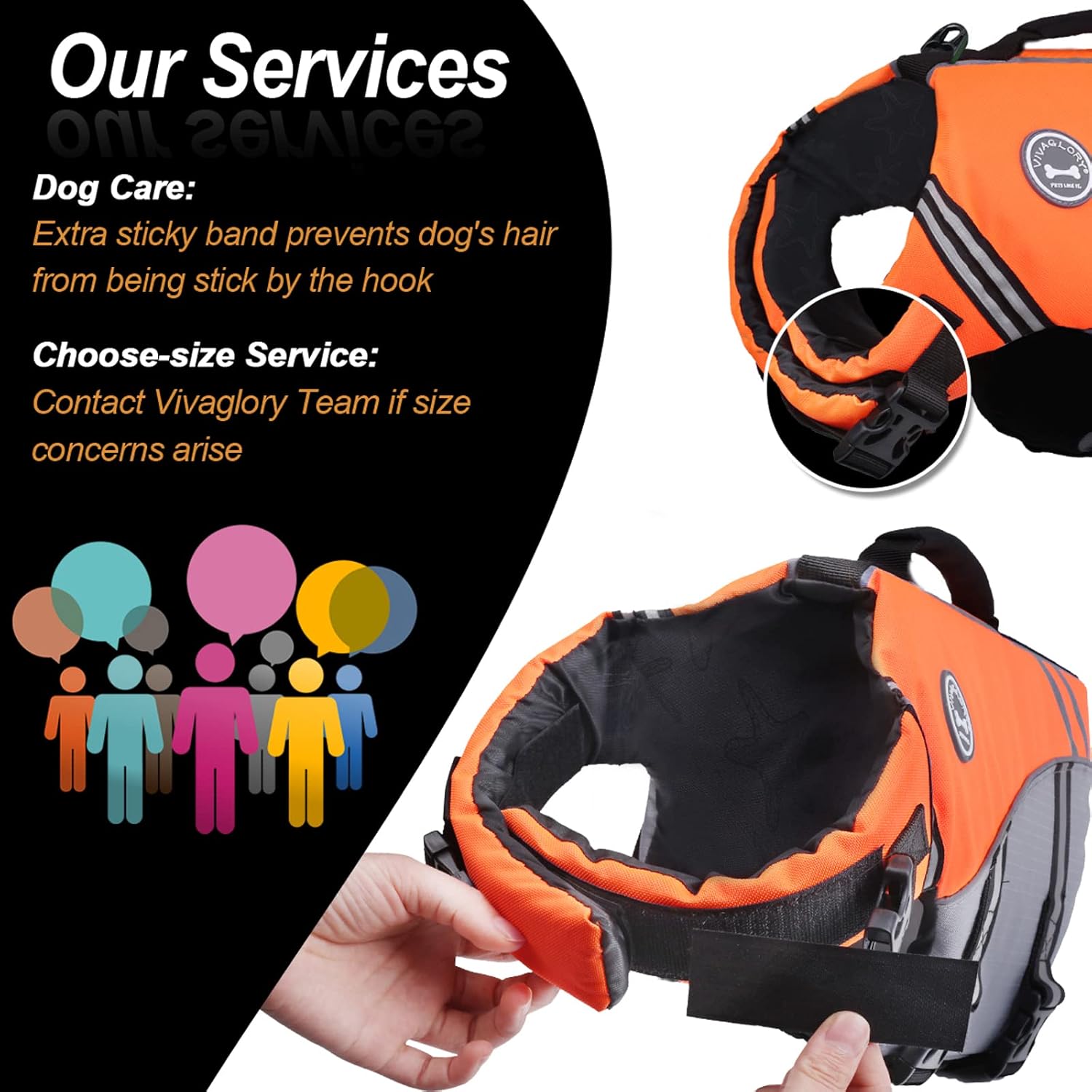 VIVAGLORY + Waterproof Dog Leash + Sports Style Dog Life Vest, Non Chewable Dogs Metal Leash Ripstop & Buoyancy