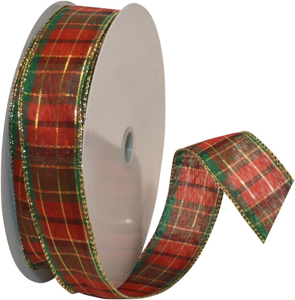 Morex Ribbon Splendor Wired Nylon Ribbon, 2-1/2 inches by 50 Yard, Red