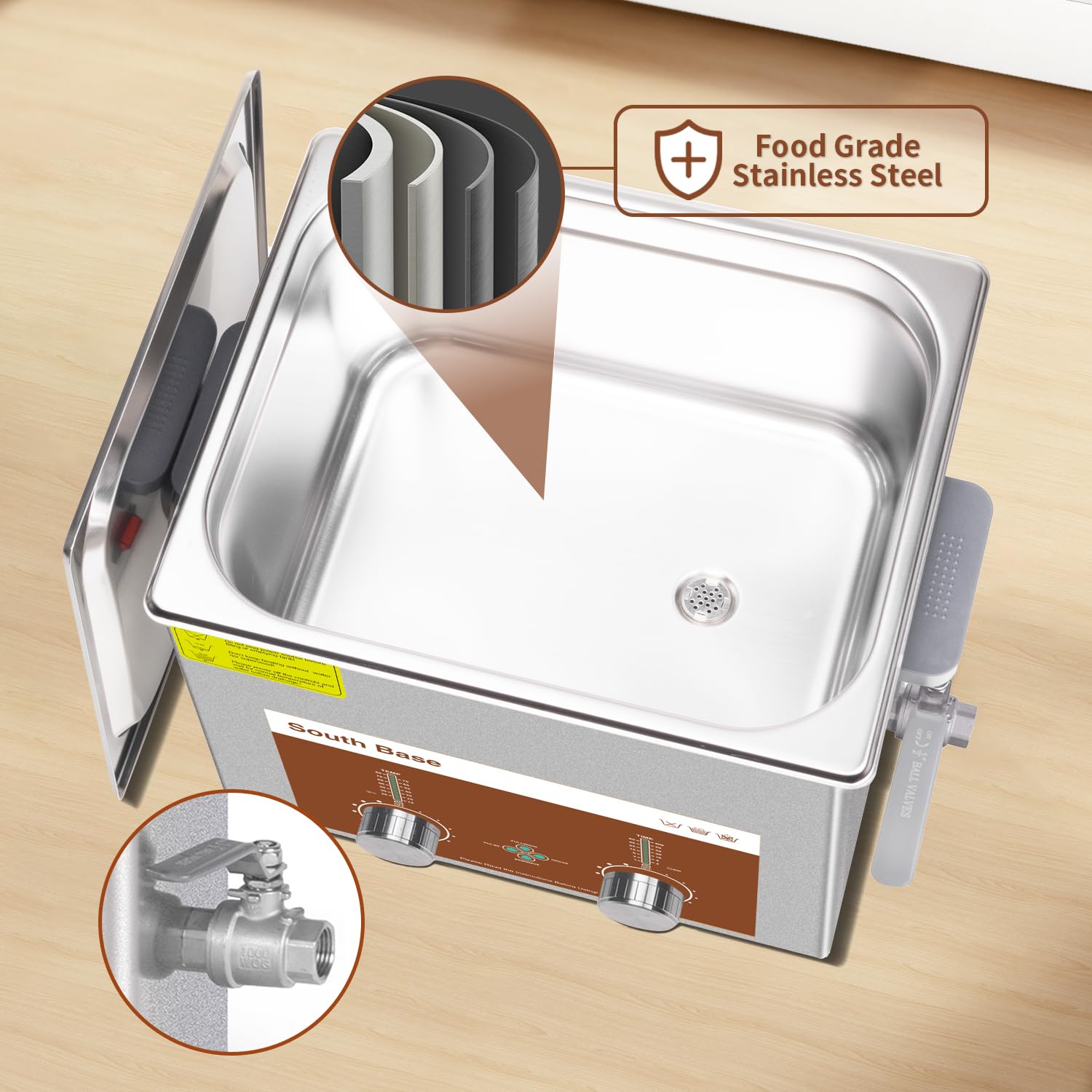 SOUTH BASE Ultrasonic Cleaner,10L 240W Stainless Steel Sonic Cleaner with Cleaning Basket,Timer&Heater,Encoded Ultrasonic Cleaning Machine for Cleaning Parts,Jewelry,Eyeglasses,Chain