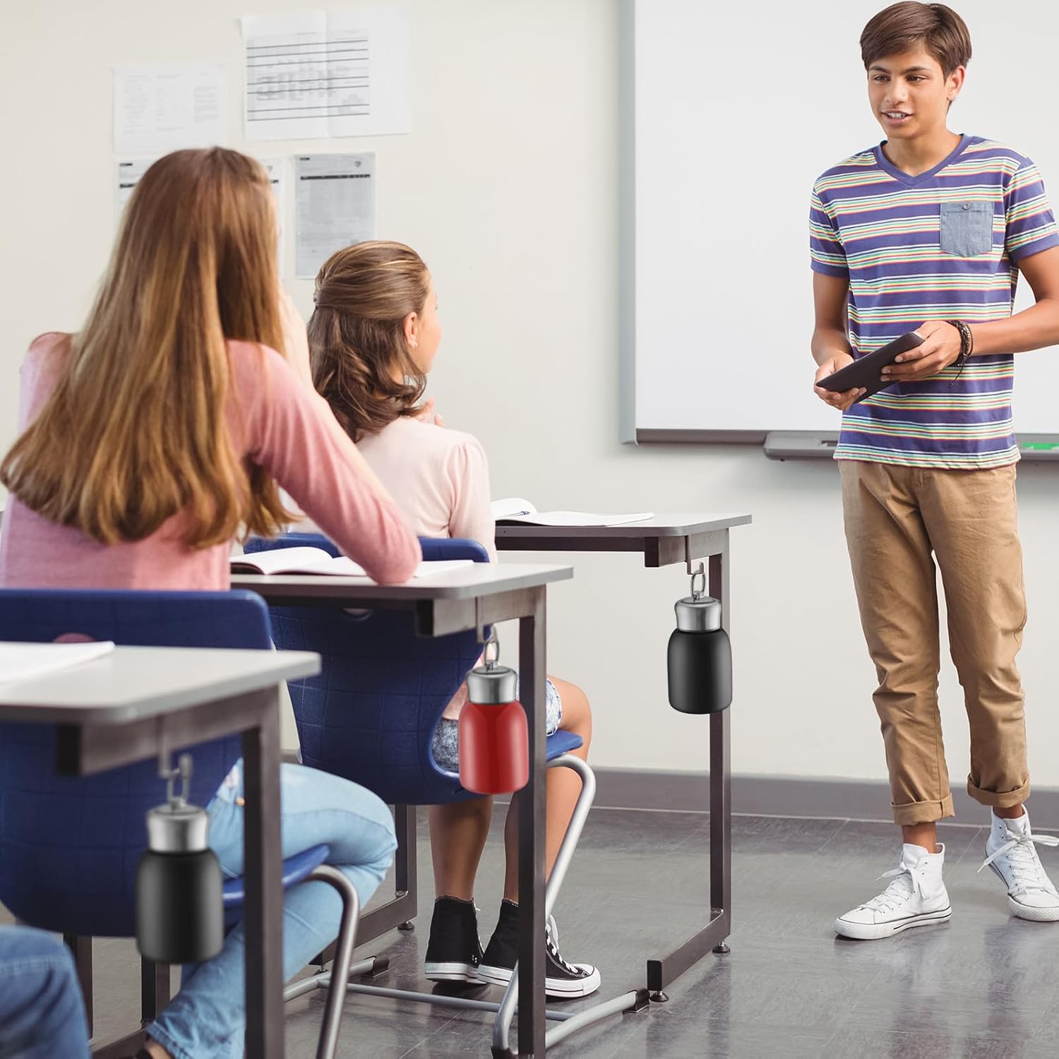 Mifoci 2 Pcs 10oz Mini Water Bottles Stainless Steel Slim Insulated Thermal for Hot Cold Drink Thermal Small Vacuum Portable Water Bottle for Women Gifts Travel Camping Hiking (Red Black) - Image 6