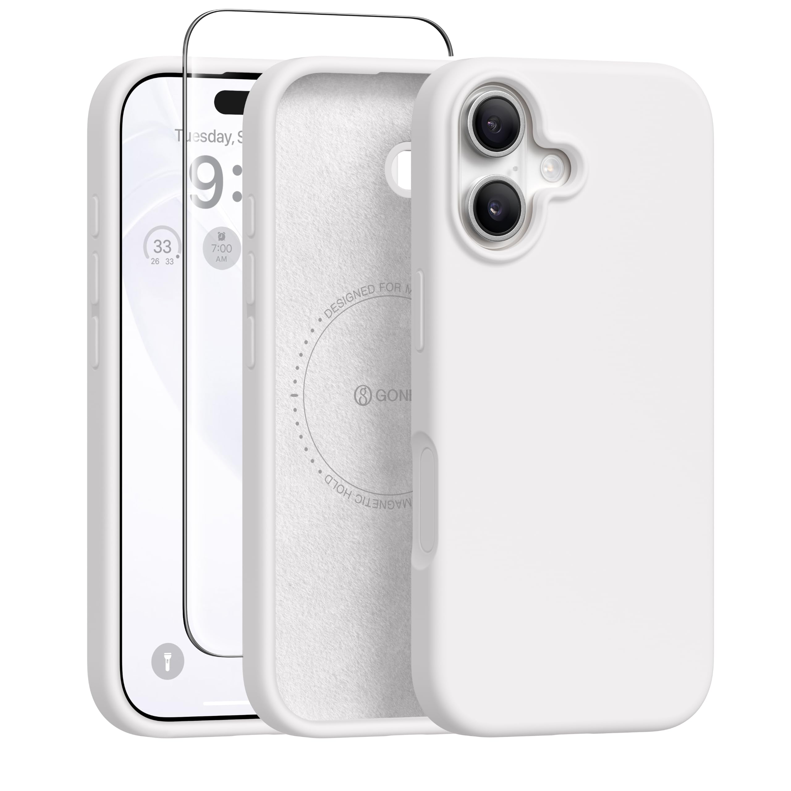 GONEZ Magnetic for iPhone 16 Case, Silicone Cover White
