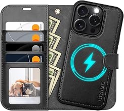 OCASE for iPhone 16 Pro Max Case, Detachable 2 in 1 PU Leather Wallet Case with RFID Blocking, Wireless Charging, Card Holders, Kickstand, Shockproof Removable Phone Cover, Black Graphite