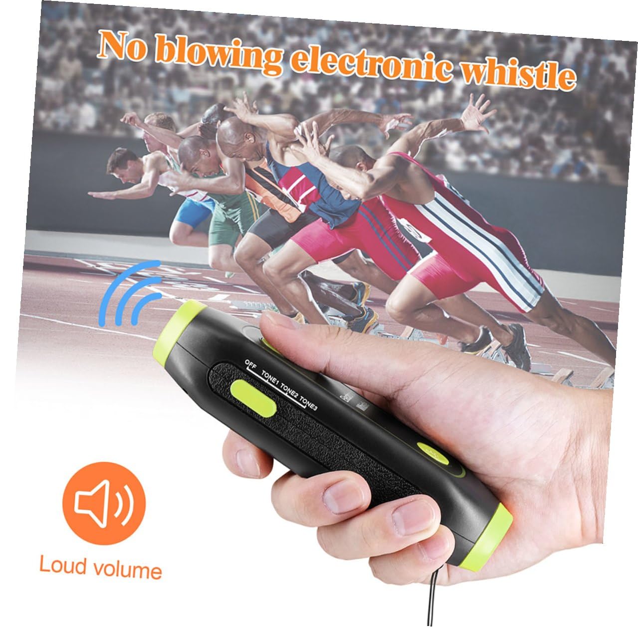 Abaodam Fischietto Elettronico da Arbitro con Luci SOS e Cordino | 3 Toni, Torcia Integrata, Verde Abs, 120-150 Db per Insegnanti e Allenatori