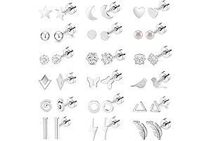 18 Pairs Maison Miru Stainless Steel Studs Earrings Set