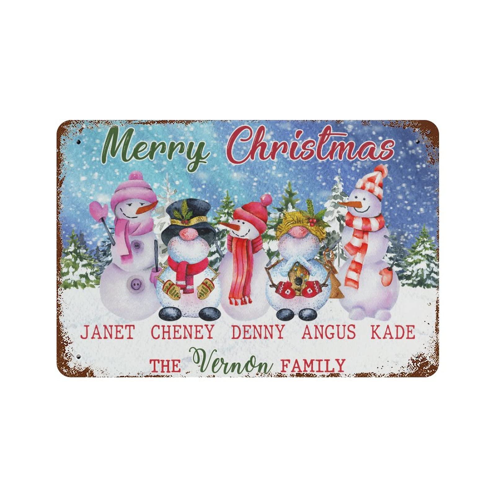Panneau Merry Christmas bonhomme de neige personnalisé pour décoration de jardin 30x45 cm